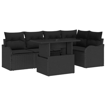 vidaXL Salon de jardin avec coussins 6 pcs Noir résine tressée