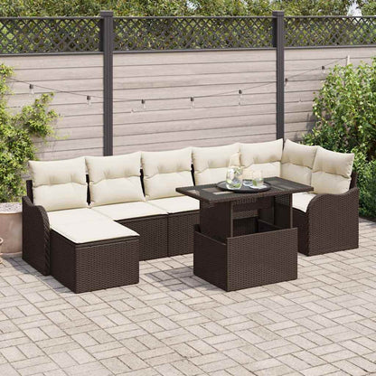 Garten-Sofa-Set mit Kissen 8 pcs Braun Poly Rattan