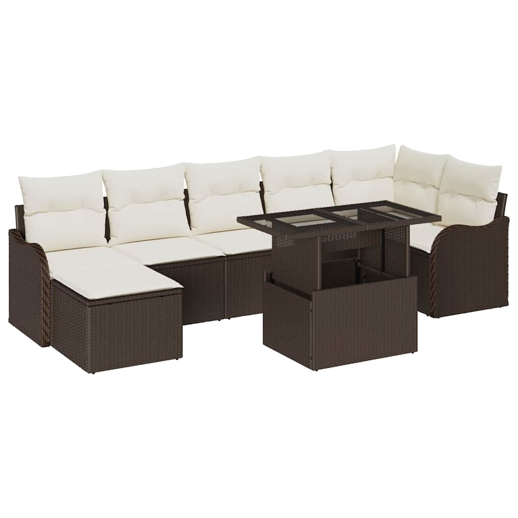 Garten-Sofa-Set mit Kissen 8 pcs Braun Poly Rattan