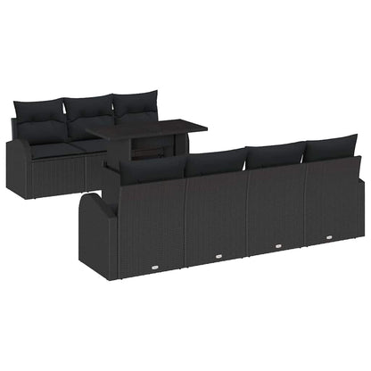 Gartensofa-set mit Kissen 8 pcs Schwarz Poly-Rattan