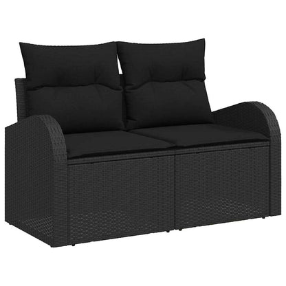 Garten-Sofa-Set mit Kissen 6 pcs Schwarz Poly-Rattan