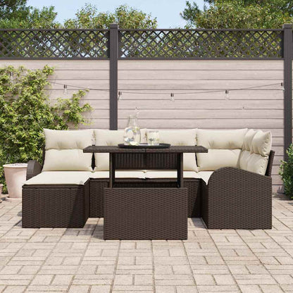Garten-Sofa-Set mit Kissen 7 pcs Braun und Creme