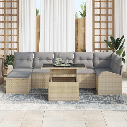 Garten-Sofa-Set mit Kissen 8 pcs Beige und Hellgrau