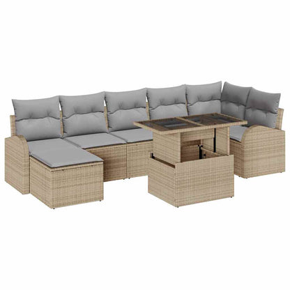 Garten-Sofa-Set mit Kissen 8 pcs Beige und Hellgrau