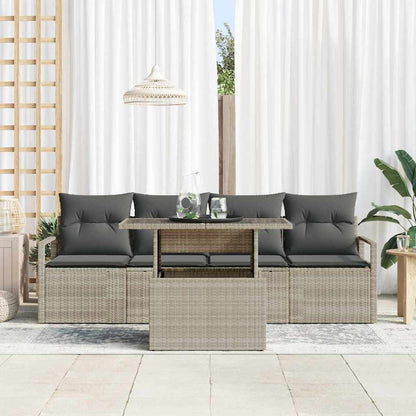 Gartensofa-set mit Speicher mit Kissen 5 pcs Leicht Poly-Rattan