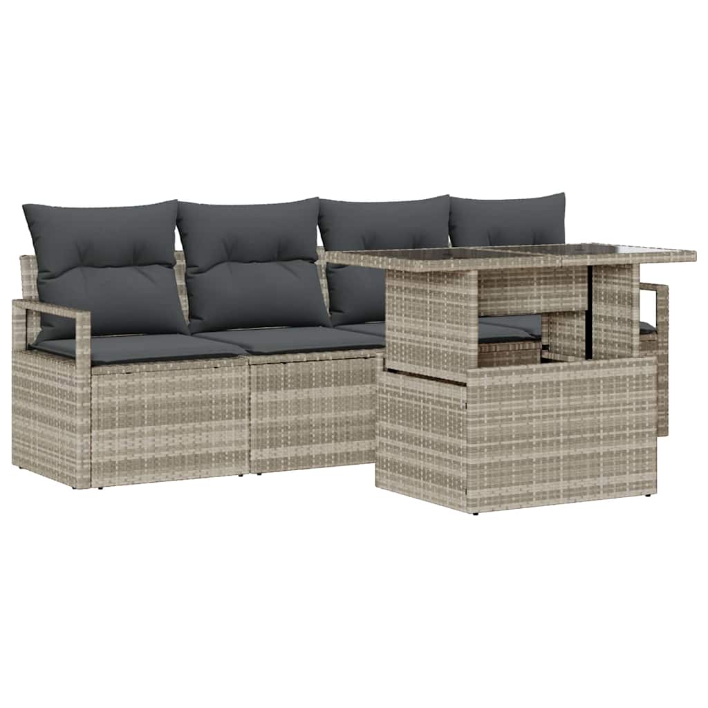 Gartensofa-set mit Speicher mit Kissen 5 pcs Leicht Poly-Rattan