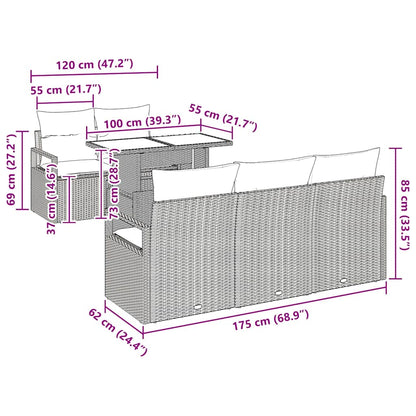 Gartensofa-set mit Speicher 6 pcs Schwarz Poly-Rattan