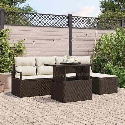 vidaXL Salon de jardin avec coussins 6 pcs Marron et crème