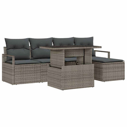 Garten-Sofa-Set mit Kissen 6 pcs Grau