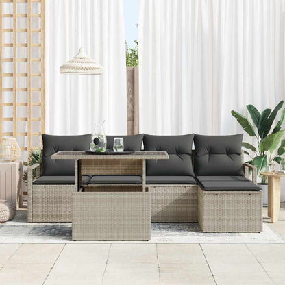 Garten-Sofa-Set mit Kissen 6 pcs Hellgrau