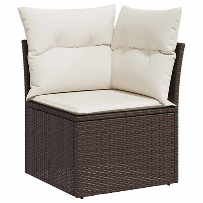 Garten-Sofa-Set mit Kissen 5 pcs Braun und Creme Poly-Rattan