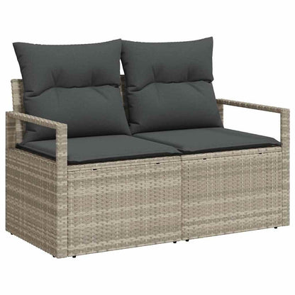 vidaXL Garten-Sofa-Set mit Kissen 5 pcs Hellgrau Poly-Rattan
