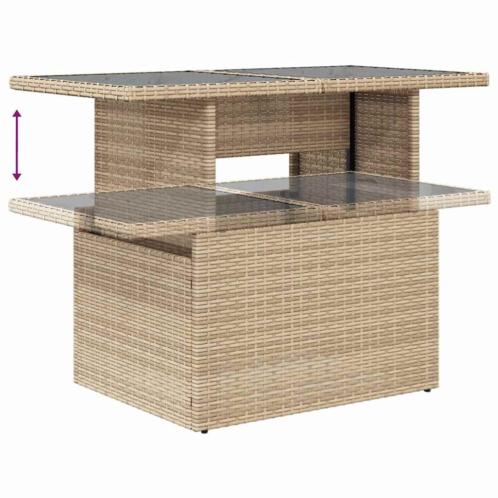 vidaXL Garten-Sofa-Set mit Kissen 7 pcs Beige Poly Rattan