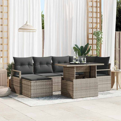 Garten-Sofa-Set mit Kissen 7 pcs Grau