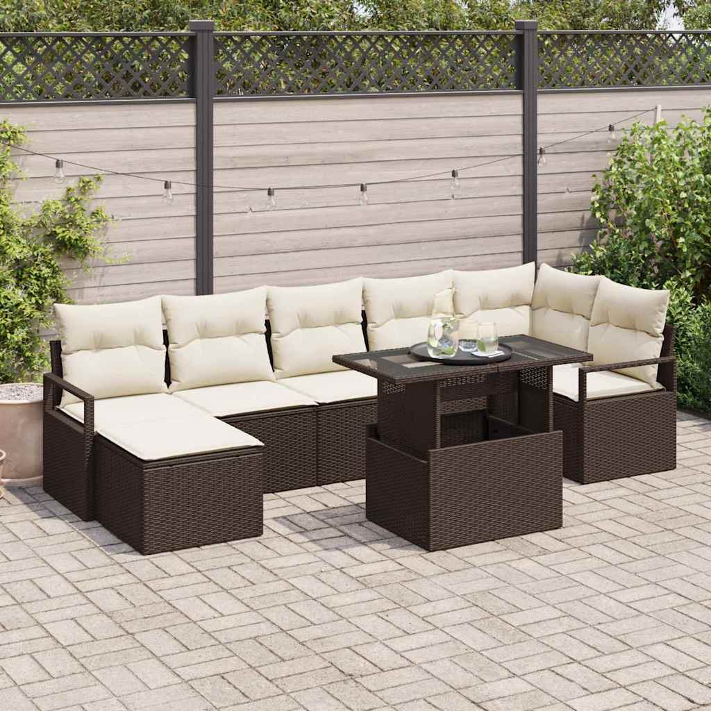 vidaXL Garten-Sofa-Set mit Kissen 8 pcs Braun und Creme