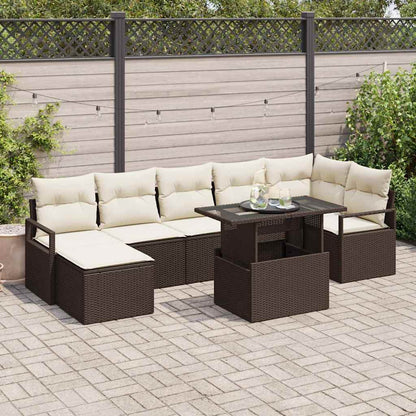 vidaXL Garten-Sofa-Set mit Kissen 8 pcs Braun und Creme