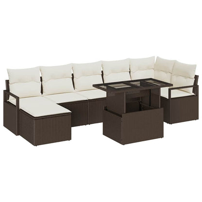 vidaXL Garten-Sofa-Set mit Kissen 8 pcs Braun und Creme