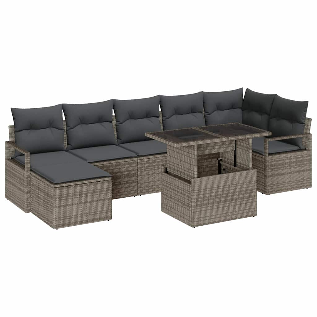 vidaXL Garten-Sofa-Set mit Kissen 8 pcs Grau