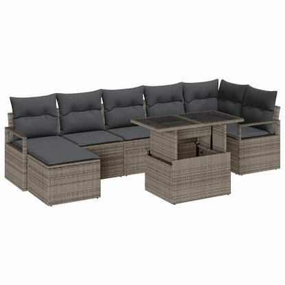 vidaXL Garten-Sofa-Set mit Kissen 8 pcs Grau