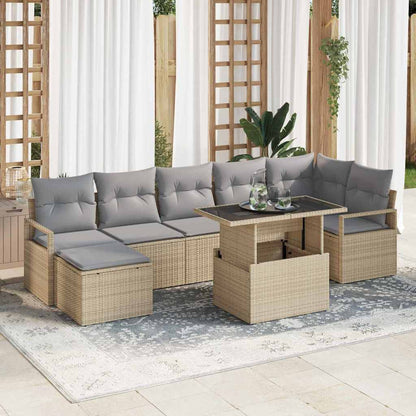 vidaXL Ensemble de canapé de jardin avec coussins 8 pcs Beige et Gris clair