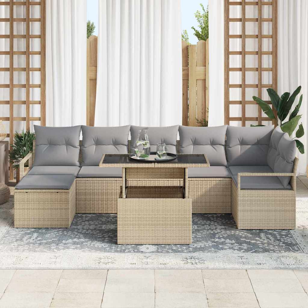 vidaXL Ensemble de canapé de jardin avec coussins 8 pcs Beige et Gris clair