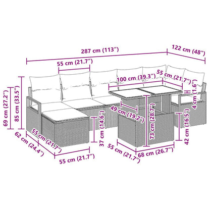 vidaXL Ensemble de canapé de jardin avec coussins 8 pcs Beige et Gris clair