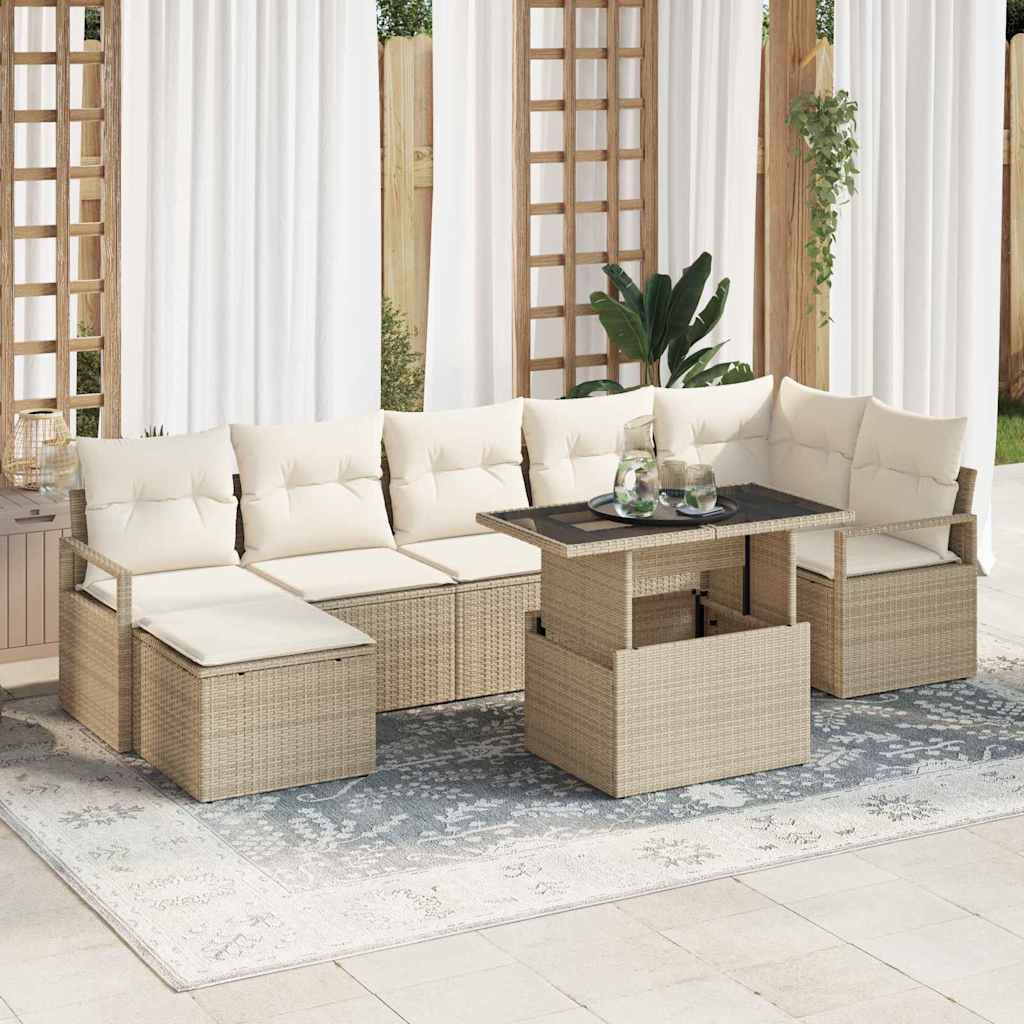 vidaXL Salon de jardin avec coussins 8 pcs Beige et Crème