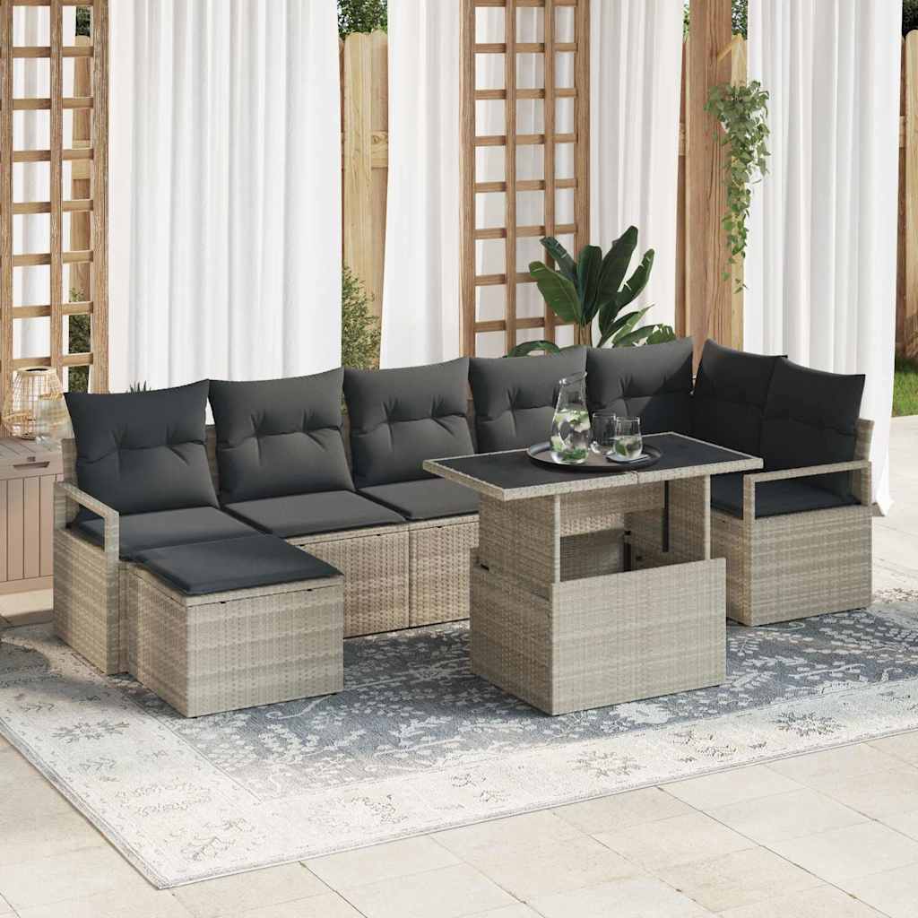 vidaXL Salon de jardin avec coussins 8 pcs Gris clair