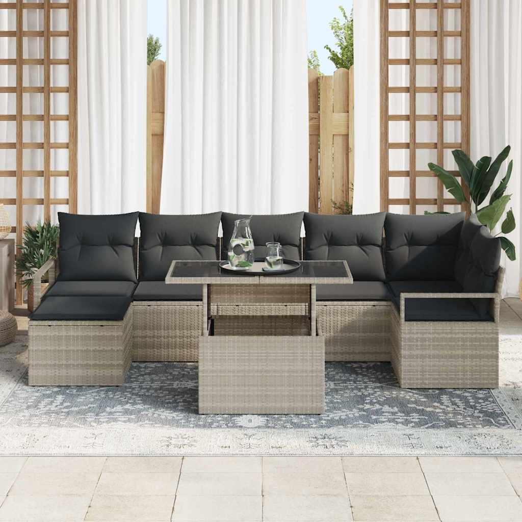 vidaXL Salon de jardin avec coussins 8 pcs Gris clair