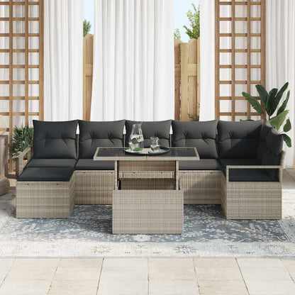 vidaXL Salon de jardin avec coussins 8 pcs Gris clair