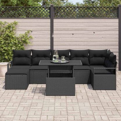 vidaXL Salon de jardin avec rangement 8 pcs Résine tressée Noir