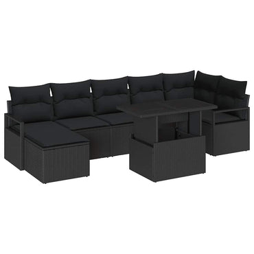 vidaXL Salon de jardin avec rangement 8 pcs Résine tressée Noir