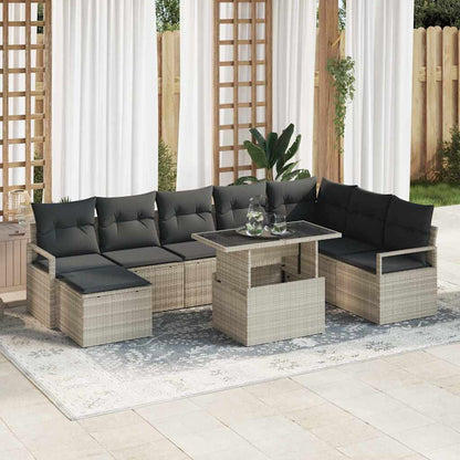 Garten-Sofa-Set mit Kissen 9 pcs Hellgrau
