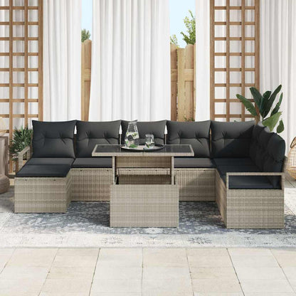 Garten-Sofa-Set mit Kissen 9 pcs Hellgrau