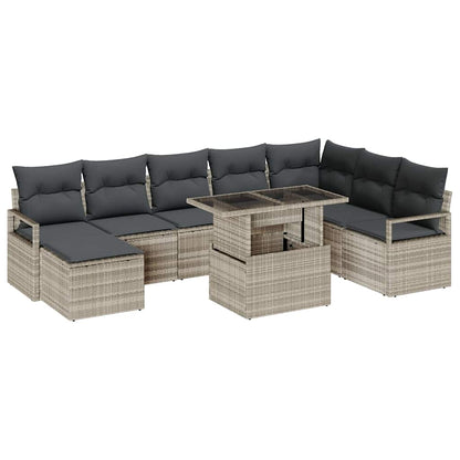 Garten-Sofa-Set mit Kissen 9 pcs Hellgrau