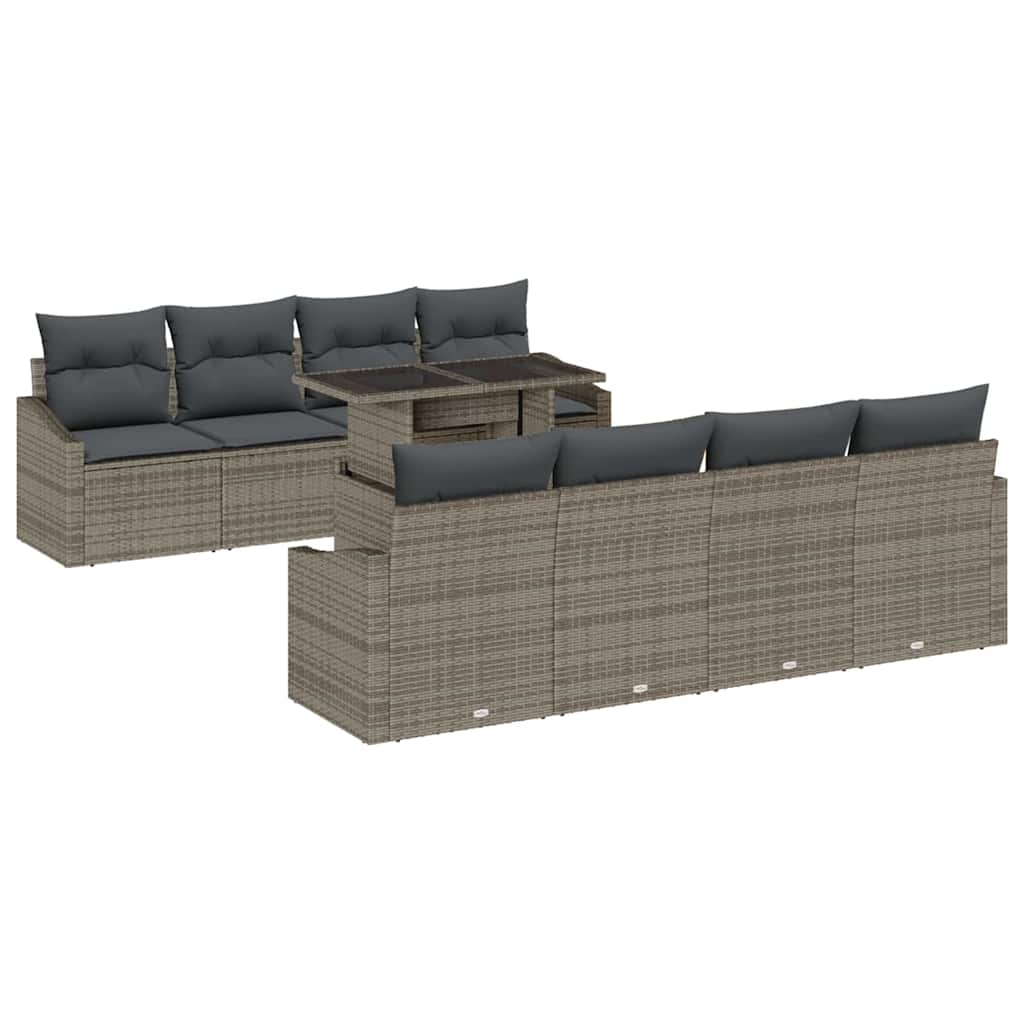 Gartensofa-set mit Kissen 7 pcs Grau Poly-Rattan