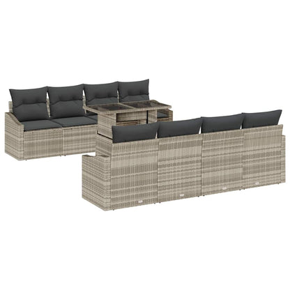 Garten-Sofa-Set mit Kissen 7 pcs Hellgrau Poly-Rattan