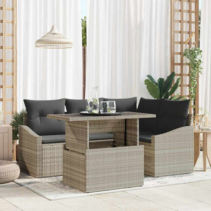 vidaXL Gartensofa-set mit Kissen 5 pcs Hellgrau Poly-Rattan