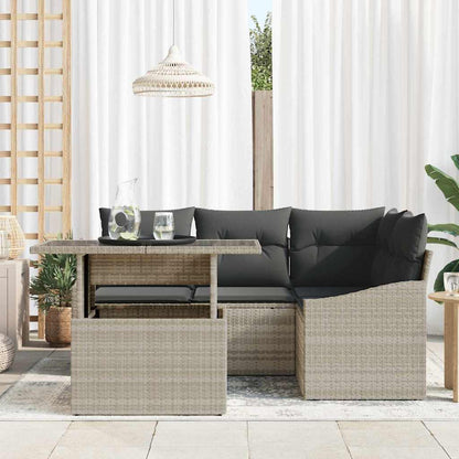vidaXL Gartensofa-set mit Kissen 5 pcs Hellgrau Poly-Rattan