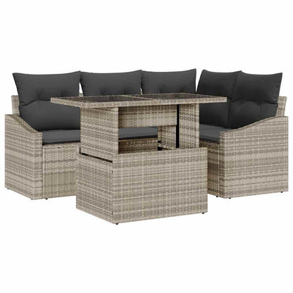 vidaXL Gartensofa-set mit Kissen 5 pcs Hellgrau Poly-Rattan