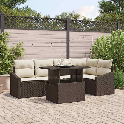 Garten-Sofa-Set mit Kissen mit Speicher 6 pcs Braun und Creme