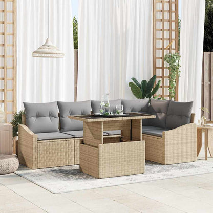 Garten-Sofa-Set mit Kissen 6 pcs Beige und Hellgrau