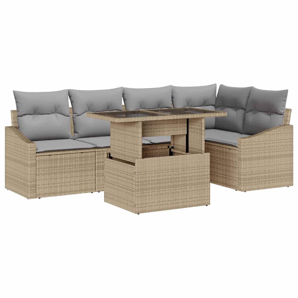 Garten-Sofa-Set mit Kissen 6 pcs Beige und Hellgrau