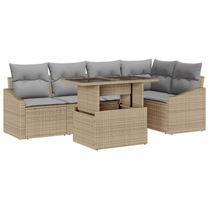 Garten-Sofa-Set mit Kissen 6 pcs Beige und Hellgrau