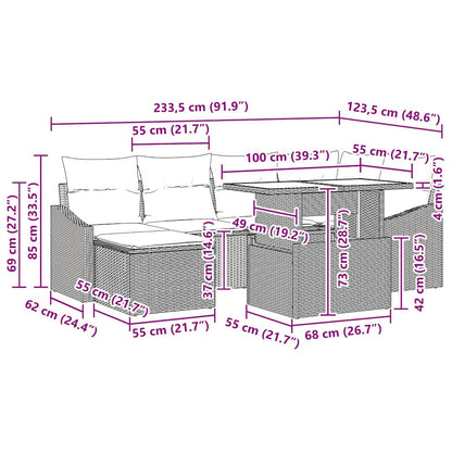 vidaXL Garten-Sofa-Set mit Kissen 7 pcs Beige und Hellgrau