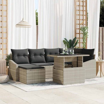 vidaXL Garten-Sofa-Set mit Kissen 7 pcs Hellgrau