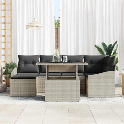 vidaXL Garten-Sofa-Set mit Kissen 7 pcs Hellgrau
