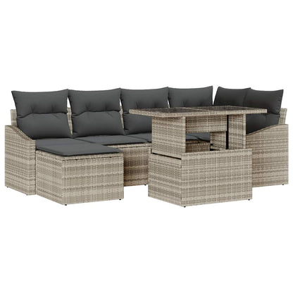 vidaXL Garten-Sofa-Set mit Kissen 7 pcs Hellgrau