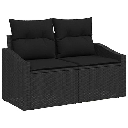 Garten-Sofa-Set mit Kissen 7 pcs Schwarz