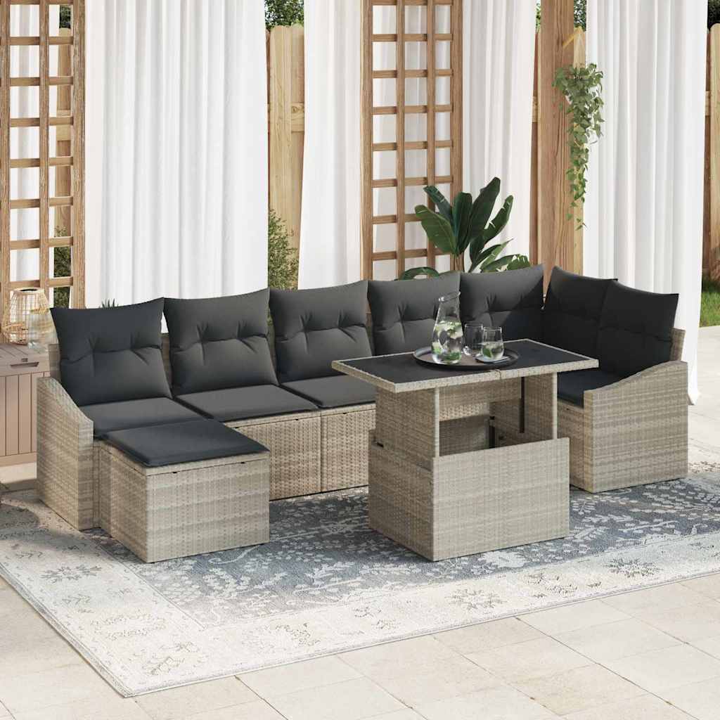 vidaXL Gartensofa-set mit Kissen 8 pcs Hellgrau Poly-Rattan
